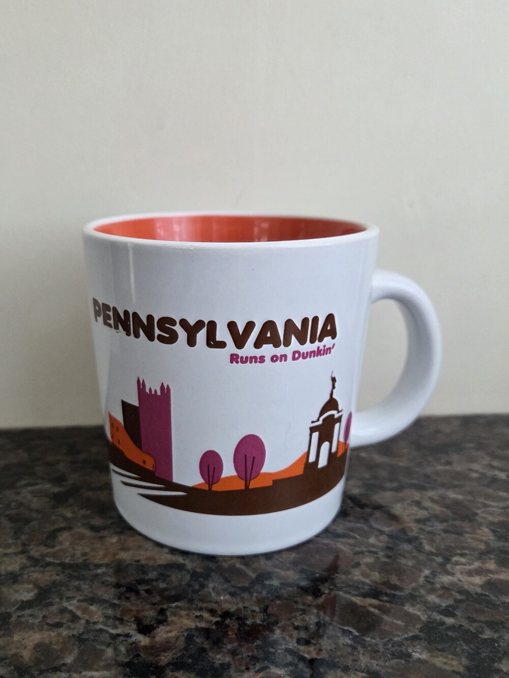 Dunkin Donuts Pennsylvania White & Orange State Mug